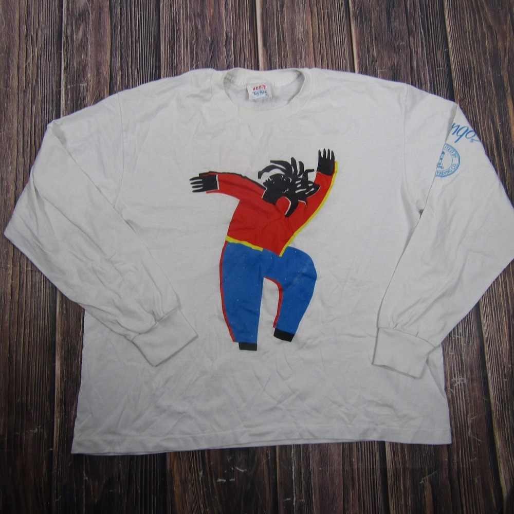 Vintage Tee-Jays Dance Graphic Shirt Mens XL White Single Stitch Long Sleeve Tee